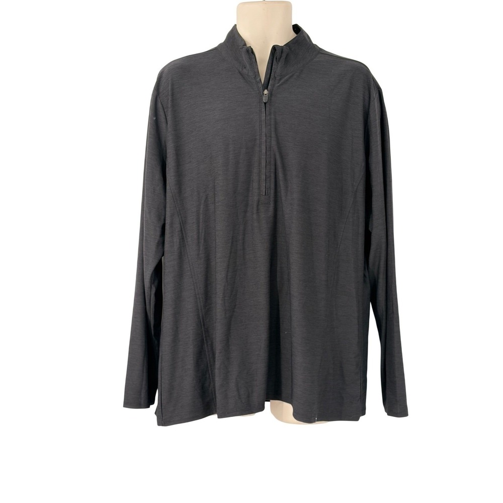 Bit & Bridle‎ Women's Long Sleeve Charcoal Heather Gray Quarter Zip Pullover 1X